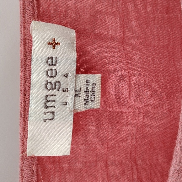 Umgee + Pink Cotton Top Size XL Ruffle Short Sleeve Frayed Hem Throughout - Picture 6 of 8